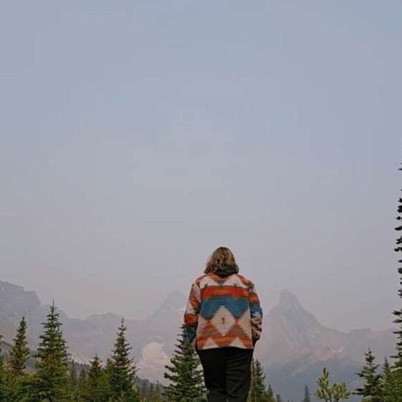 NWOT SHEIN Lune Multicolour Geo Print Drop Shoulder Flap Pocket Overcoat Size S - Picture 8 of 15